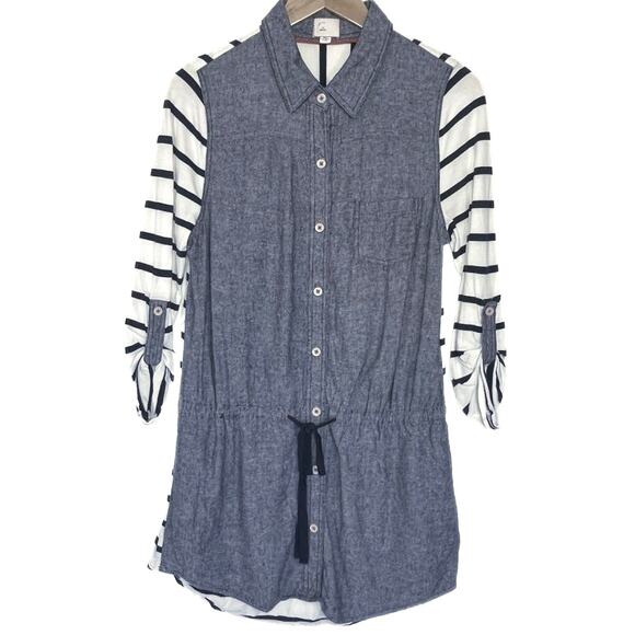 ANTHROPOLOGIE POSTMARK Women’s Rowena Mixed Media Button Front Tunic - Picture 1 of 4